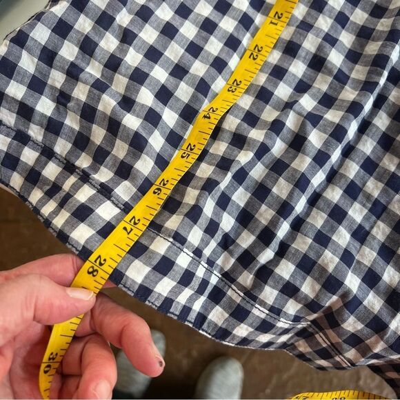 Preppy Gingham Shirt Dress | Navy Check Button-Front Tunic Tory Burch SZ 4 - Picture 9 of 10